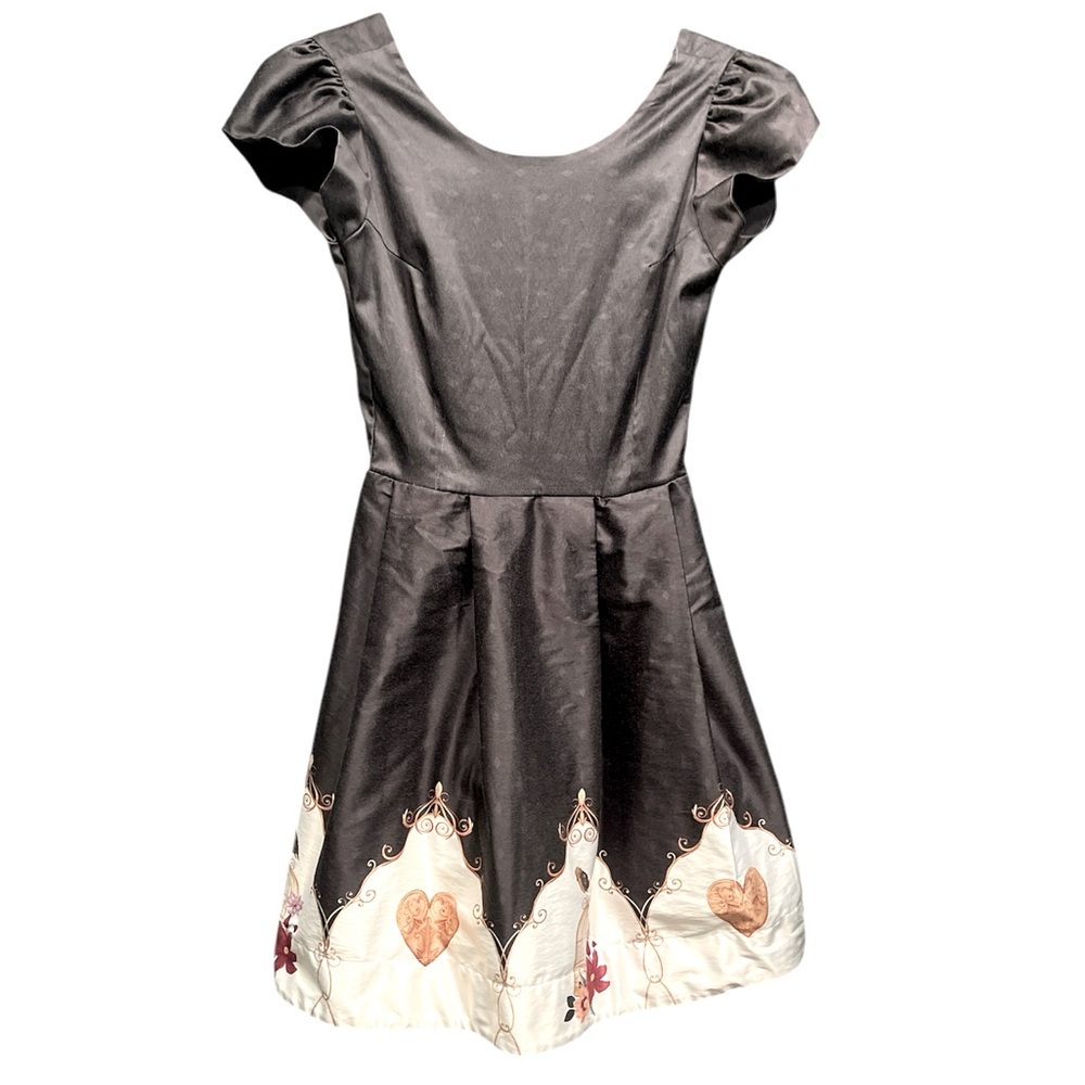 Vintage-Inspired 1950s Party Dress - Black & Gray Polka Dot , size small